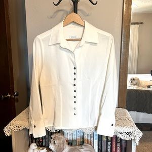 Stylish and Stunning Ivory Snapped Blouse - S